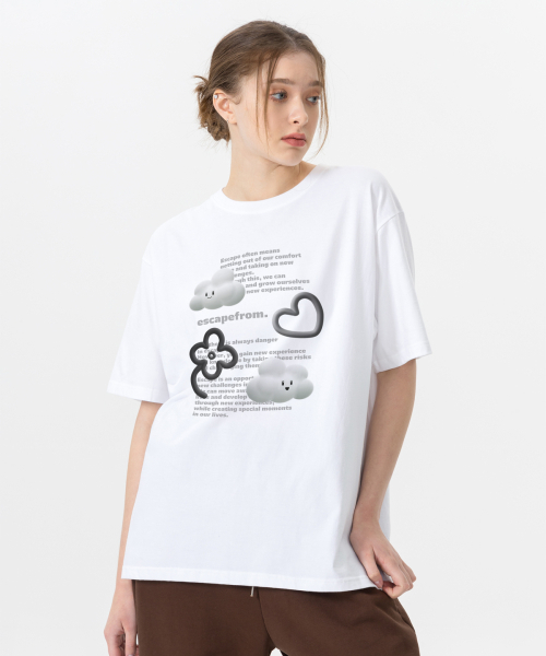 ESCAPEFROM(エスケープフロム)の「モノ3Dクラウドプリントオーバーサイズ半袖Tシャツホワイト(Tシャツ/カットソー・レディース・その他・LARGE/SMALL/MEDIUM)」の2枚目の写真
