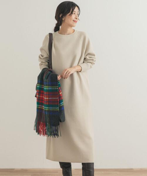 URBAN RESEARCH DOORS（アーバンリサーチドアーズ）の「スウェットライクニットワンピース（ワンピース・レディース・チャコールグレー/ボルドー/ベージュ・FREE）」の2枚目の写真