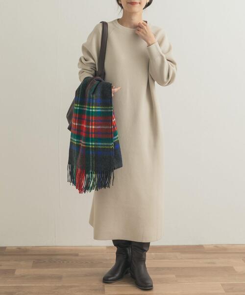 URBAN RESEARCH DOORS（アーバンリサーチドアーズ）の「スウェットライクニットワンピース（ワンピース・レディース・チャコールグレー/ボルドー/ベージュ・FREE）」の4枚目の写真