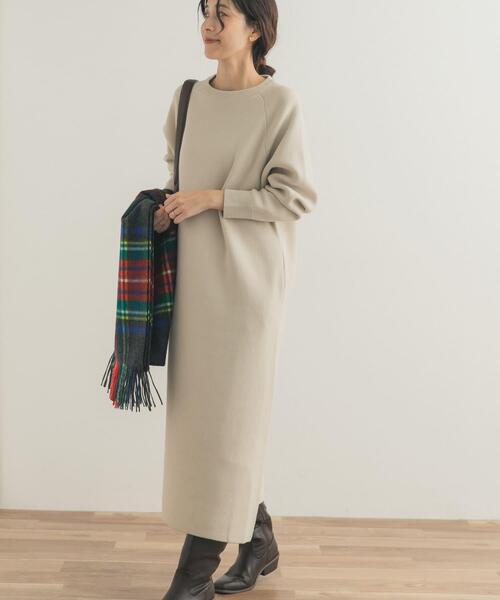URBAN RESEARCH DOORS（アーバンリサーチドアーズ）の「スウェットライクニットワンピース（ワンピース・レディース・チャコールグレー/ボルドー/ベージュ・FREE）」の5枚目の写真