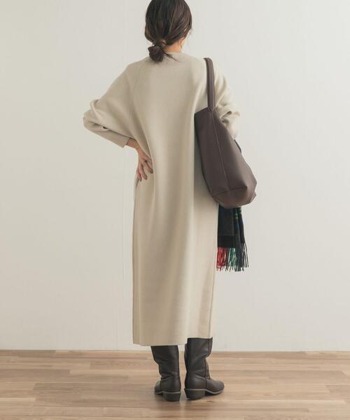 URBAN RESEARCH DOORS（アーバンリサーチドアーズ）の「スウェットライクニットワンピース（ワンピース・レディース・チャコールグレー/ボルドー/ベージュ・FREE）」の7枚目の写真