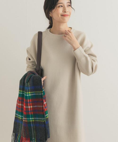 URBAN RESEARCH DOORS（アーバンリサーチドアーズ）の「スウェットライクニットワンピース（ワンピース・レディース・チャコールグレー/ボルドー/ベージュ・FREE）」の8枚目の写真