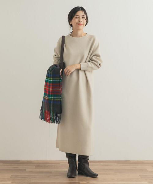 URBAN RESEARCH DOORS（アーバンリサーチドアーズ）の「スウェットライクニットワンピース（ワンピース・レディース・チャコールグレー/ボルドー/ベージュ・FREE）」の10枚目の写真