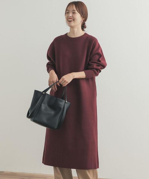 URBAN RESEARCH DOORS（アーバンリサーチドアーズ）の「スウェットライクニットワンピース（ワンピース・レディース・チャコールグレー/ボルドー/ベージュ・FREE）」の17枚目の写真
