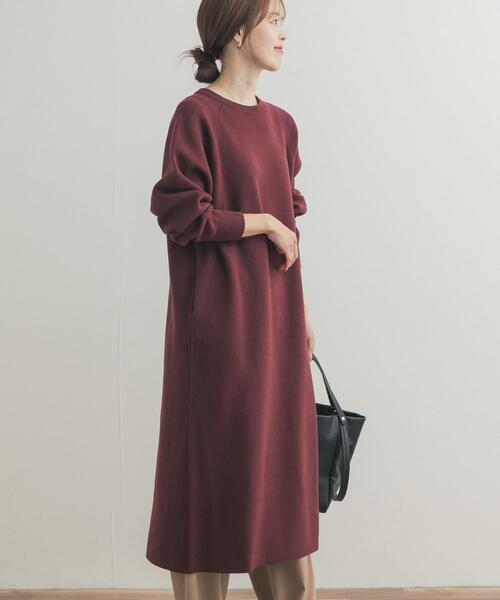 URBAN RESEARCH DOORS（アーバンリサーチドアーズ）の「スウェットライクニットワンピース（ワンピース・レディース・チャコールグレー/ボルドー/ベージュ・FREE）」の18枚目の写真