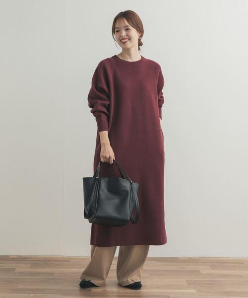 URBAN RESEARCH DOORS（アーバンリサーチドアーズ）の「スウェットライクニットワンピース（ワンピース・レディース・チャコールグレー/ボルドー/ベージュ・FREE）」の20枚目の写真