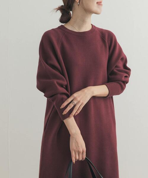 URBAN RESEARCH DOORS（アーバンリサーチドアーズ）の「スウェットライクニットワンピース（ワンピース・レディース・チャコールグレー/ボルドー/ベージュ・FREE）」の21枚目の写真