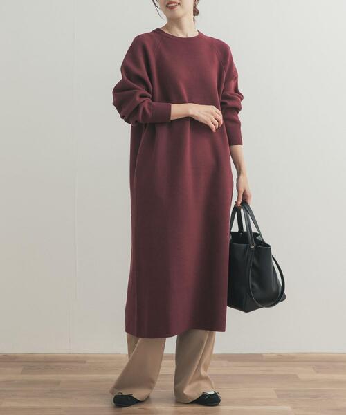 URBAN RESEARCH DOORS（アーバンリサーチドアーズ）の「スウェットライクニットワンピース（ワンピース・レディース・チャコールグレー/ボルドー/ベージュ・FREE）」の11枚目の写真