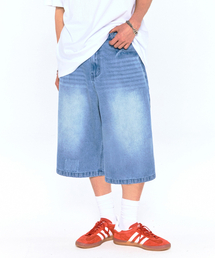 デミジウォッシュドデニムショーツ-スカイブルー