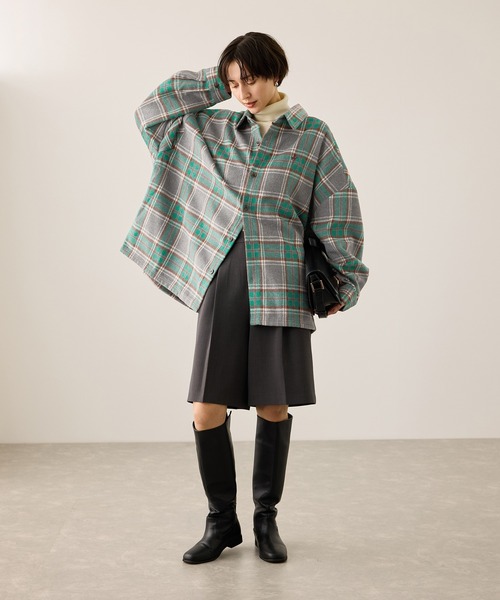 BEVERLY HILLS POLO CLUB（ビバリーヒルズポロクラブ）の「【BEVERLY HILLS POLO CLUB・WEB限定】シャギーチェックシャツ（シャツ/ブラウス・レディース・グリーン系その他/オレンジ系その他/ブラウン系その他2・FREE）」の4枚目の写真