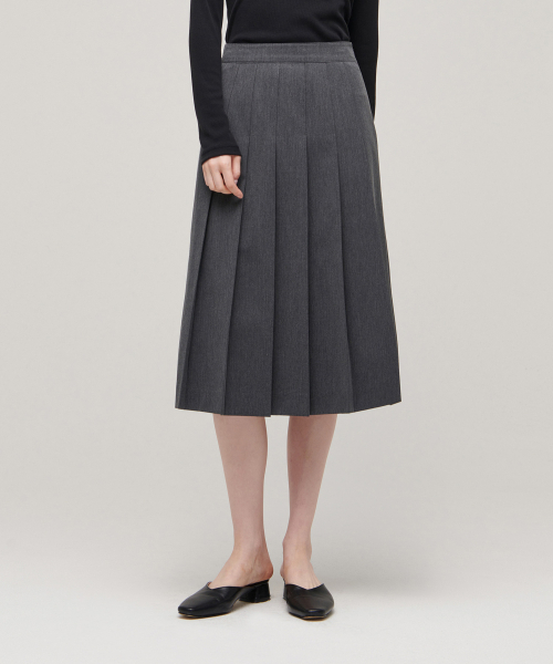 MUSINSA STANDARD WOMAN（ムシンサスタンダードウーマン）の「レディースプリーツミドル丈[ミディアムグレー]（スカート・レディース・グレー・X-SMALL/SMALL/MEDIUM/LARGE）」の2枚目の写真