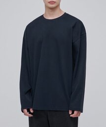 シルケットオーバーサイズ クルーネック 長袖Tシャツ [ネイビー]