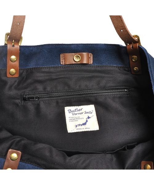 TONE SELECT GOODS(トーンセレクトグッズ)の「Butler Verner Sails(バトラーバーナーセイルズ) スエードビッグトート 牛革 日本製 (JA-1157-3)【スエードビッグトート 】(ショルダーバッグ・メンズ・ネイビー/キャメル・FREE)」の6枚目の写真