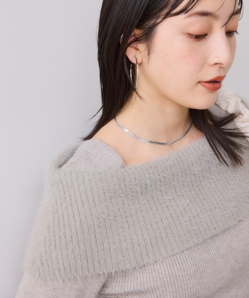 VIS（ビス）の「フェザーヤーンオフショルもちもちリブニット/イージーケア（ニット/セーター・レディース・ブルー系その他4/ブラック/ライトグレー/オフホワイト・FREE）」の3枚目の写真