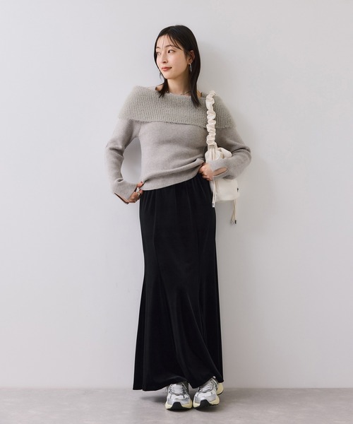 VIS（ビス）の「フェザーヤーンオフショルもちもちリブニット/イージーケア（ニット/セーター・レディース・ブルー系その他4/ブラック/ライトグレー/オフホワイト・FREE）」の14枚目の写真