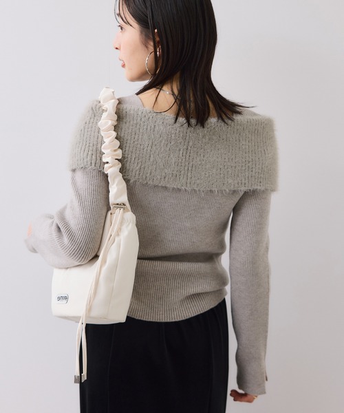 VIS（ビス）の「フェザーヤーンオフショルもちもちリブニット/イージーケア（ニット/セーター・レディース・ブルー系その他4/ブラック/ライトグレー/オフホワイト・FREE）」の13枚目の写真