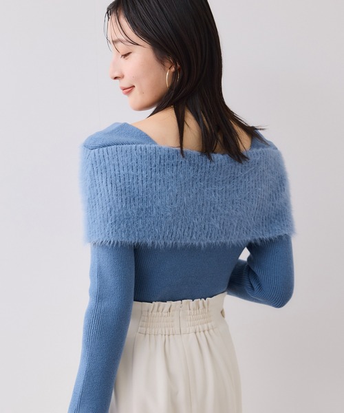 VIS（ビス）の「フェザーヤーンオフショルもちもちリブニット/イージーケア（ニット/セーター・レディース・ブルー系その他4/ブラック/ライトグレー/オフホワイト・FREE）」の21枚目の写真