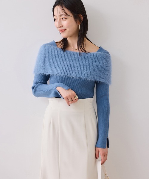 VIS（ビス）の「フェザーヤーンオフショルもちもちリブニット/イージーケア（ニット/セーター・レディース・ブルー系その他4/ブラック/ライトグレー/オフホワイト・FREE）」の22枚目の写真