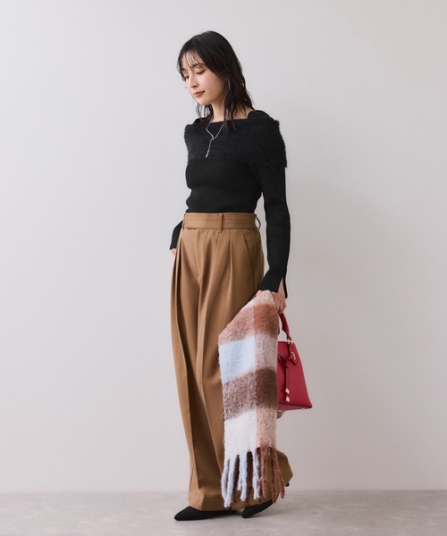 VIS（ビス）の「フェザーヤーンオフショルもちもちリブニット/イージーケア（ニット/セーター・レディース・ブルー系その他4/ブラック/ライトグレー/オフホワイト・FREE）」の8枚目の写真