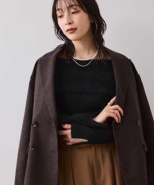 VIS（ビス）の「フェザーヤーンオフショルもちもちリブニット/イージーケア（ニット/セーター・レディース・ブルー系その他4/ブラック/ライトグレー/オフホワイト・FREE）」の6枚目の写真