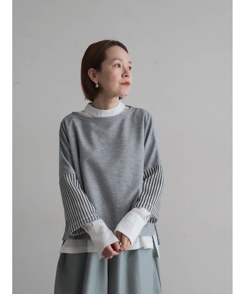 FIL DE FER(フィルデフェール)の「ラッセルニットコンビ ドルマンP/O(Tシャツ/カットソー・レディース・ブラック/ライトグレー・FREE)」の19枚目の写真