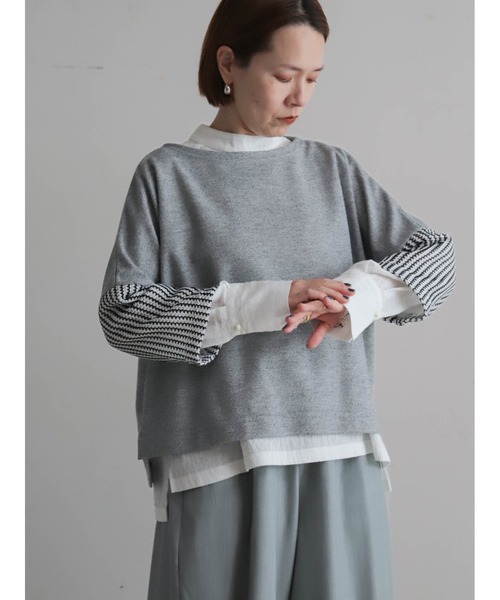 FIL DE FER(フィルデフェール)の「ラッセルニットコンビ ドルマンP/O(Tシャツ/カットソー・レディース・ブラック/ライトグレー・FREE)」の20枚目の写真