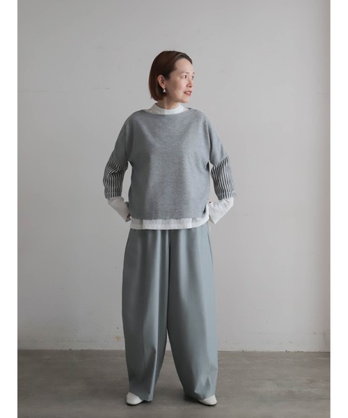 FIL DE FER(フィルデフェール)の「ラッセルニットコンビ ドルマンP/O(Tシャツ/カットソー・レディース・ブラック/ライトグレー・FREE)」の12枚目の写真