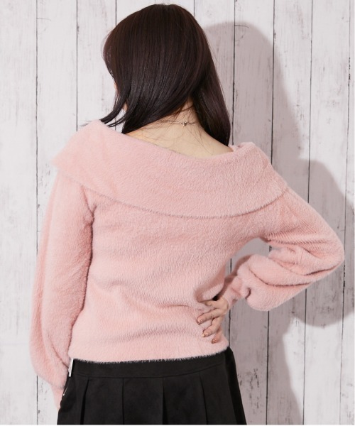 GORGE(ゴージ)の「《パール×リボンデザイン》レディース フェザーニット プルオーバー フェミニン 秋冬(ニット/セーター・レディース・アイボリー/ピンク/チャコール/サックスブルー・F)」の7枚目の写真