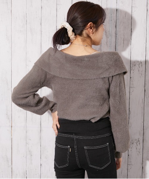 GORGE(ゴージ)の「《パール×リボンデザイン》レディース フェザーニット プルオーバー フェミニン 秋冬(ニット/セーター・レディース・アイボリー/ピンク/チャコール/サックスブルー・F)」の10枚目の写真