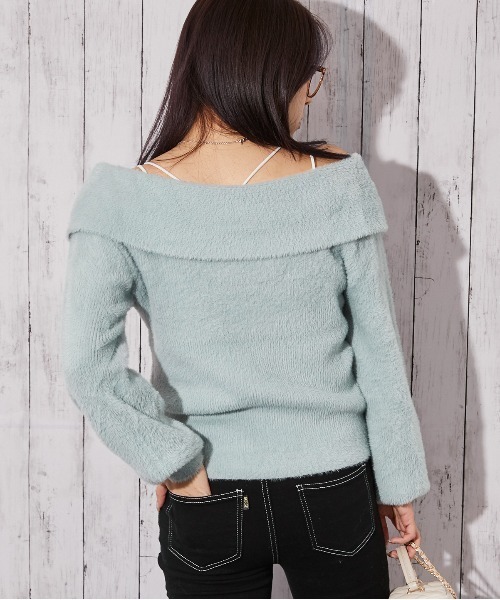 GORGE(ゴージ)の「《パール×リボンデザイン》レディース フェザーニット プルオーバー フェミニン 秋冬(ニット/セーター・レディース・アイボリー/ピンク/チャコール/サックスブルー・F)」の16枚目の写真