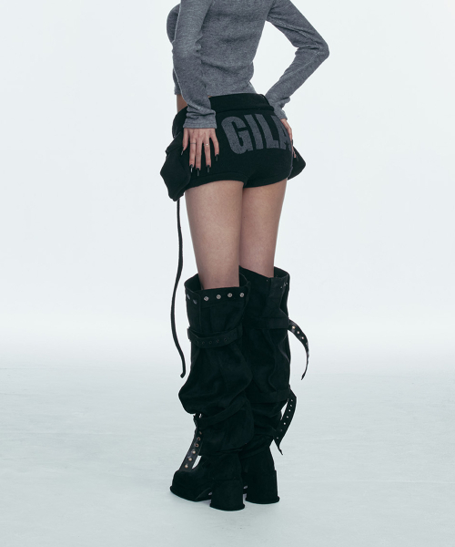 GILAARCHIVE(ギラアーカイブ)の「BOLD LOGO POCKET KNIT SHORTS_BLACK(その他パンツ・レディース・ブラック・FREE)」の1枚目の写真