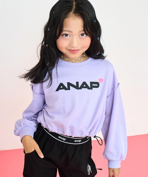セール】ANAPロゴ ハートポイント ドロスト付 クロップド トップス