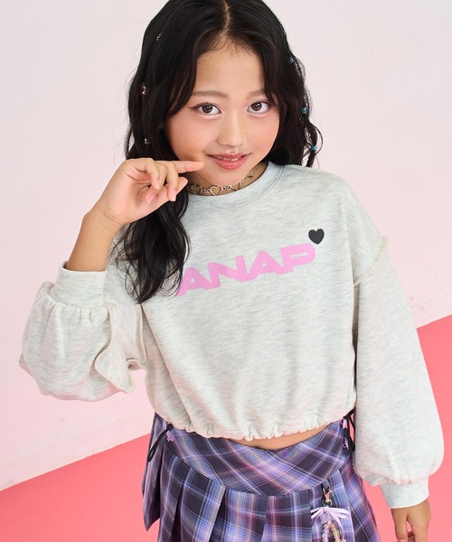 セール】ANAPロゴ ハートポイント ドロスト付 クロップド トップス
