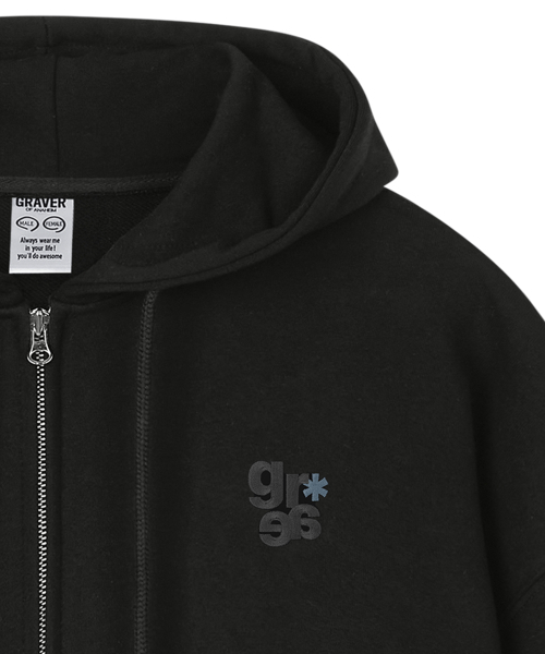 GRAVER（グレーバー）の「[ユニセックス]GRAE-S刺繍フードジップアップ_2カラー（パーカー・レディース・ブラック/杢グレー・MEDIUM/LARGE）」の7枚目の写真