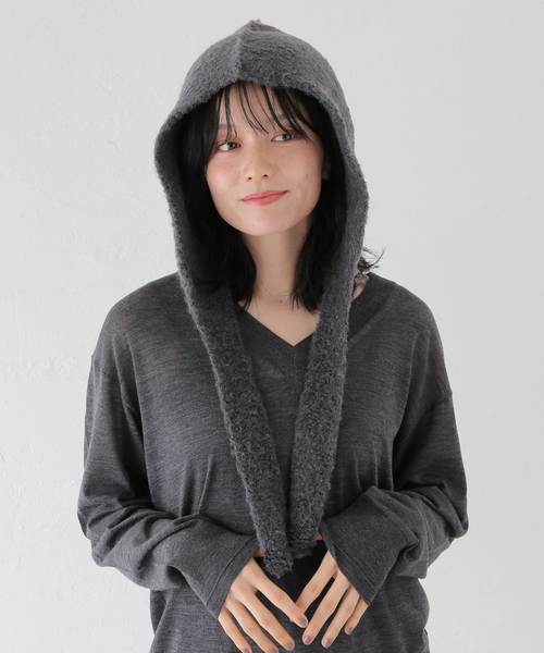 B.C STOCK（ベーセーストック）の「ウール混フライトキャップ（キャップ・レディース・ブラック/チャコールグレー/ホワイト・FREE）」の10枚目の写真