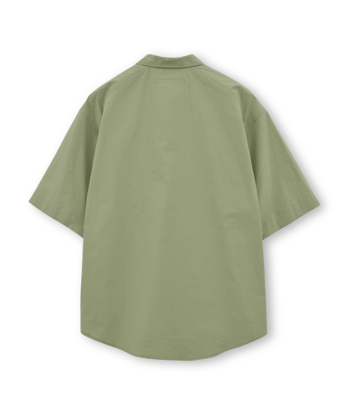 ハーフシャツ、オリーブ HACHYARDS オリーブ ハーフジップシャツ