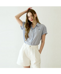 Accent stripe short-sleeve shirt_2 Colors