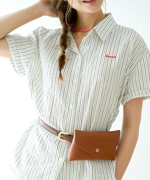 SLOWLOLLI（スローローリ）の「Accent stripe short-sleeve shirt_2 Colors（シャツ/ブラウス・レディース・スカイブルー/Cream・FREE）」の7枚目の写真
