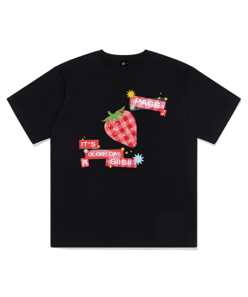PAGESIISII(ページシシ)の「ストロベリーグローリーステッカープリンティング半袖Tシャツブラック(Tシャツ/カットソー・レディース・その他・SMALL/MEDIUM/LARGE)」の2枚目の写真