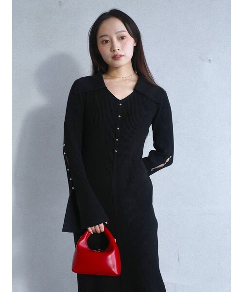 LAGUNAMOON（ラグナムーン）の「ビックカラーメタルボタンワンピース（ワンピース・レディース・ブラック/アイボリー/ブラウン・MEDIUM/SMALL）」の3枚目の写真