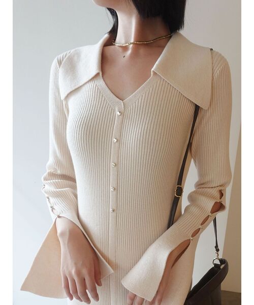 LAGUNAMOON（ラグナムーン）の「ビックカラーメタルボタンワンピース（ワンピース・レディース・ブラック/アイボリー/ブラウン・MEDIUM/SMALL）」の6枚目の写真