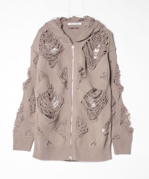 Children of the discordance（チルドレン オブ ザ ディスコ-ダンス）の「Children of the discordance / DESTROY KNITHOODIE / COTDKN-013（パーカー・メンズ・ダークグレー/グレー・2）」の2枚目の写真