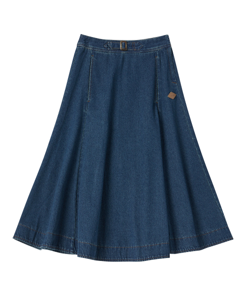 COMONINOZ（コモニノズ）の「W COTTON FLARED SKIRT [BLUE]（スカート・レディース・ブルー・SMALL/MEDIUM）」の2枚目の写真