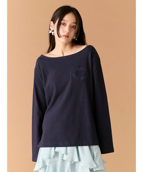 LILY BROWN(リリーブラウン)の「フラワーネームトップス(Tシャツ/カットソー・レディース・ホワイト/ネイビー/ピンク・F)」の7枚目の写真