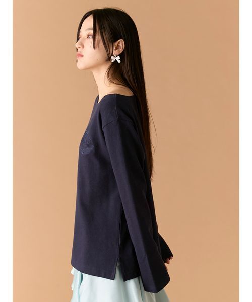 LILY BROWN(リリーブラウン)の「フラワーネームトップス(Tシャツ/カットソー・レディース・ホワイト/ネイビー/ピンク・F)」の8枚目の写真