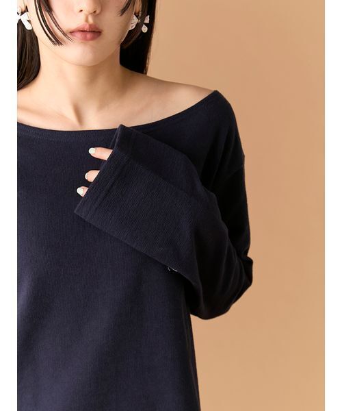 LILY BROWN(リリーブラウン)の「フラワーネームトップス(Tシャツ/カットソー・レディース・ホワイト/ネイビー/ピンク・F)」の10枚目の写真