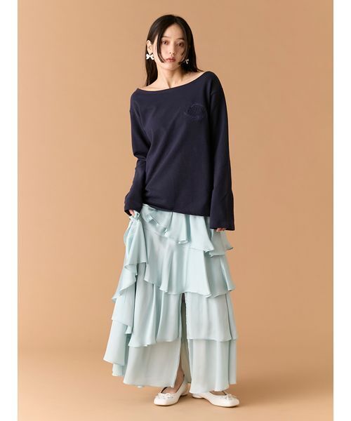 LILY BROWN(リリーブラウン)の「フラワーネームトップス(Tシャツ/カットソー・レディース・ホワイト/ネイビー/ピンク・F)」の13枚目の写真