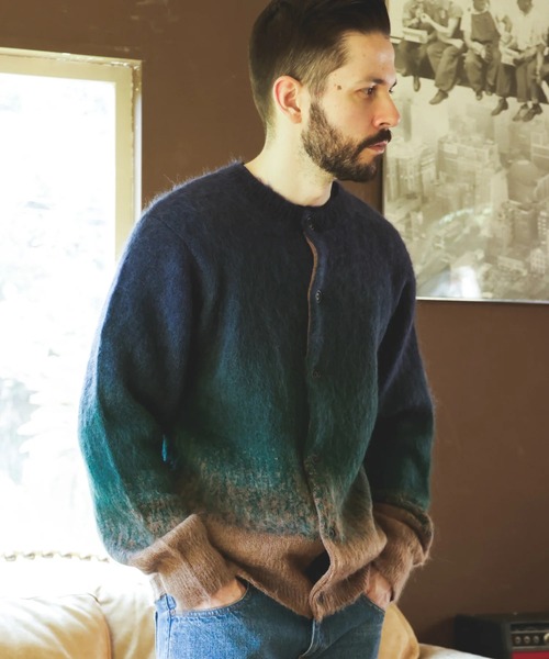 MR.OLIVE（ミスターオリーブ）の「【MR.OLIVE】GRADATION MOHAIR KNIT /6-BUTTON CARDIGAN（ニット/セーター・メンズ・ネイビー/ブラック・L/M）」の6枚目の写真
