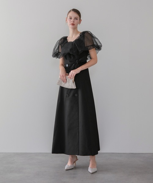 セール】【LEJA】3WAYオフショルチュールトレンチディティールワンピ