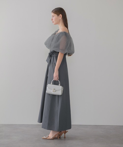 【値下げ】Leja オフショルオケージョンドレス セール】【LEJA】3WAYオフショルチュールトレンチディティールワンピ